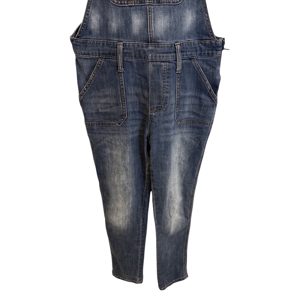 Gap Crop Slouchy Industrial Overalls Size SMALL Denim Dark Blue Jean Faded Y2K - Picture 4 of 16